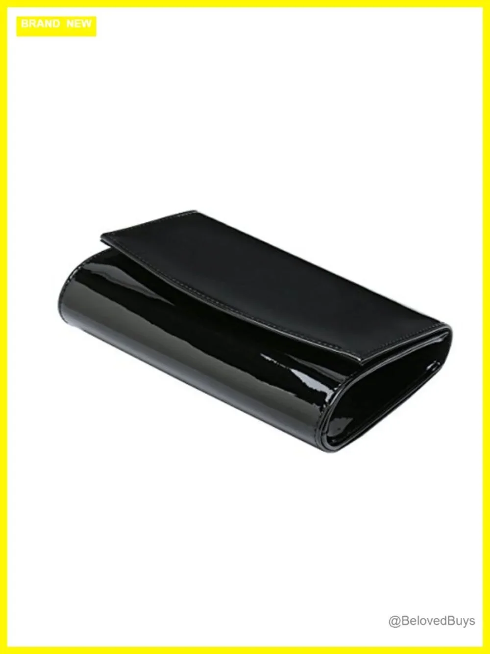 Patent Vegan Leather Flap Clutch Evening Bag Chain Strap